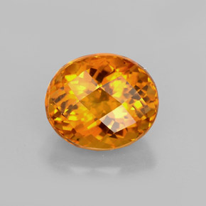 2.06 ct Orange Citrine Gemstone, Citrine Gem in Oval Checkerboard Shape for Sale.