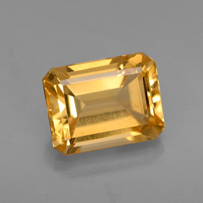2.41 ct Yellow Citrine Gemstone, Citrine Gem in Octagon Facet Shape for Sale.
