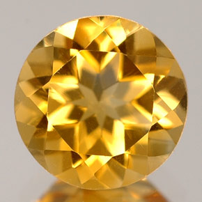 1.65 ct Yellow Citrine Gemstone, Citrine Gem in Round Facet Shape for Sale.