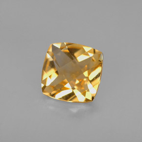 1.30 ct Yellow Citrine Gemstone, Citrine Gem in Cushion Checkerboard Shape for Sale.