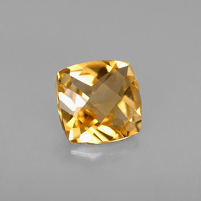 1.30 ct Yellow Citrine Stone, Natural Citrine in Cushion Checkerboard Shape for Sale
