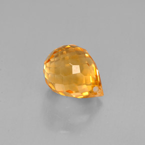 1.76 ct Yellow Citrine Gemstone, Citrine Gem in Briolette with Hole Shape for Sale.