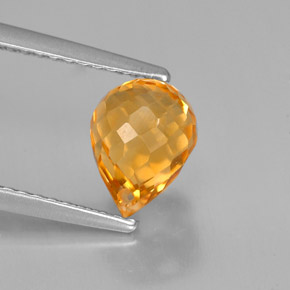 1.76 ct Yellow Citrine Stone, Natural Citrine in Briolette with Hole Shape for Sale