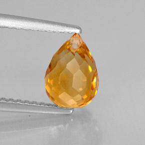 1.64 ct Yellow Citrine Stone, Natural Citrine in Briolette with Hole Shape for Sale