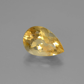 3.50 ct Yellow Citrine Gemstone, Citrine Gem in Pear Facet Shape for Sale.