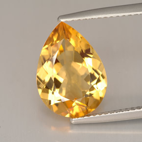 4.53 ct Orange Citrine Stone, Natural Citrine in Pear Facet Shape for Sale
