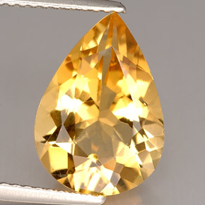 3.95 ct Orange Citrine Stone, Natural Citrine in Pear Facet Shape for Sale
