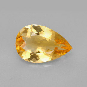4.37 ct Yellow Citrine Gemstone, Citrine Gem in Pear Facet Shape for Sale.