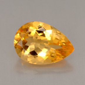 3.75 ct Yellow Citrine Gemstone, Citrine Gem in Pear Facet Shape for Sale.