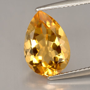 3.75 ct Yellow Citrine Stone, Natural Citrine in Pear Facet Shape for Sale