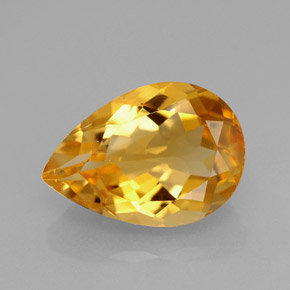 3.90 ct Yellow Citrine Gemstone, Citrine Gem in Pear Facet Shape for Sale.