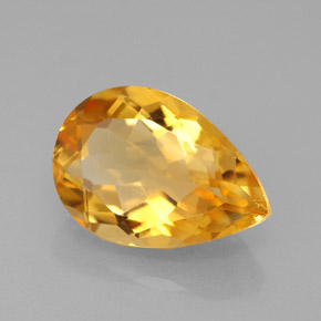 3.90 ct Yellow Citrine Stone, Natural Citrine in Pear Facet Shape for Sale