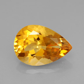 3.40 ct Yellow Citrine Gemstone, Citrine Gem in Pear Facet Shape for Sale.
