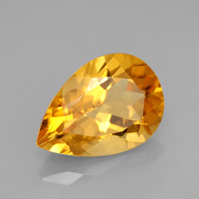 3.40 ct Yellow Citrine Stone, Natural Citrine in Pear Facet Shape for Sale