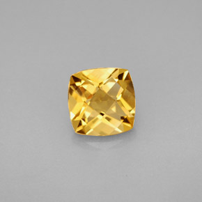 1.41 ct Yellow Citrine Gemstone, Citrine Gem in Cushion Checkerboard Shape for Sale.