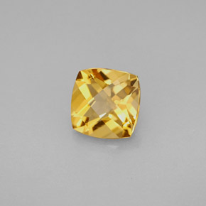 1.41 ct Yellow Citrine Stone, Natural Citrine in Cushion Checkerboard Shape for Sale