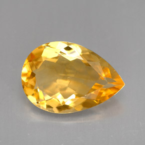 3.37 ct Yellow Citrine Gemstone, Citrine Gem in Pear Facet Shape for Sale.
