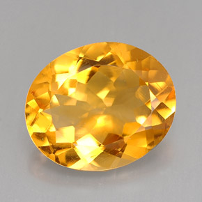 3.68 ct Yellow Citrine Gemstone, Citrine Gem in Oval Facet Shape for Sale.