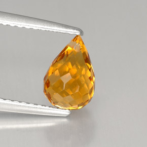 1.47 ct Orange Citrine Stone, Natural Citrine in Briolette with Hole Shape for Sale