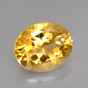 4.18 ct Yellow Citrine Gemstone, Citrine Gem in Oval Facet Shape for Sale.