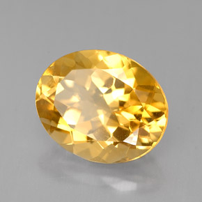4.18 ct Yellow Citrine Stone, Natural Citrine in Oval Facet Shape for Sale