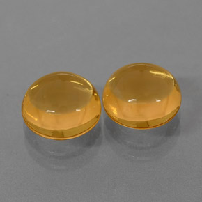 3.99 ct Orange Citrine Gemstone, Citrine Gem in Round Cabochon Shape for Sale.