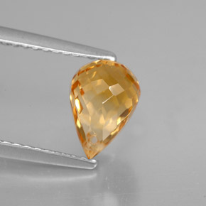 1.51 ct Orange Citrine Gemstone, Citrine Gem in Briolette with Hole Shape for Sale.