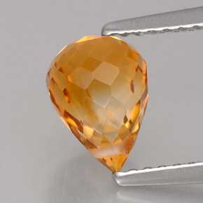 1.56 ct Orange Citrine Stone, Natural Citrine in Briolette with Hole Shape for Sale
