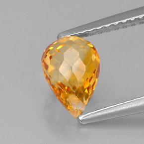 1.54 ct Orange Citrine Stone, Natural Citrine in Briolette with Hole Shape for Sale