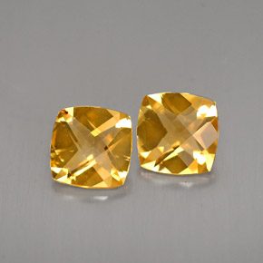 2.52 ct Orange Citrine Gemstone, Citrine Gem in Cushion Checkerboard Shape for Sale.