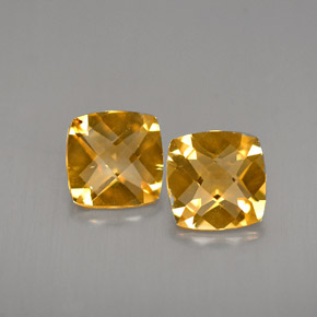 2.52 ct Orange Citrine Stone, Natural Citrine in Cushion Checkerboard Shape for Sale