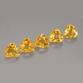 4.90 ct Yellow Citrine Gemstone, Citrine Gem in Trillion Facet Shape for Sale.