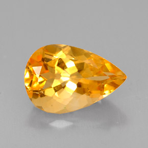 3.42 ct Yellow Citrine Gemstone, Citrine Gem in Pear Facet Shape for Sale.