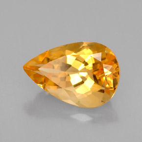 3.42 ct Yellow Citrine Stone, Natural Citrine in Pear Facet Shape for Sale