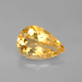 2.74 ct Yellow Citrine Gemstone, Citrine Gem in Pear Facet Shape for Sale.