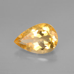 2.74 ct Yellow Citrine Stone, Natural Citrine in Pear Facet Shape for Sale