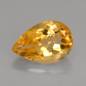 2.90 ct Yellow Citrine Gemstone, Citrine Gem in Pear Facet Shape for Sale.