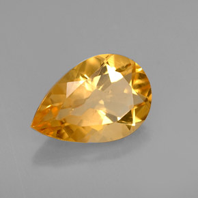 2.59 ct Yellow Citrine Stone, Natural Citrine in Pear Facet Shape for Sale