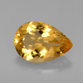 3.71 ct Yellow Citrine Gemstone, Citrine Gem in Pear Facet Shape for Sale.