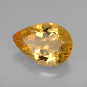 3.71 ct Yellow Citrine Stone, Natural Citrine in Pear Facet Shape for Sale