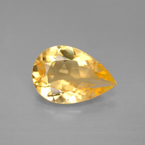2.44 ct Yellow Citrine Gemstone, Citrine Gem in Pear Facet Shape for Sale.