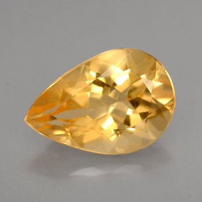 3.24 ct Yellow Citrine Gemstone, Citrine Gem in Pear Facet Shape for Sale.