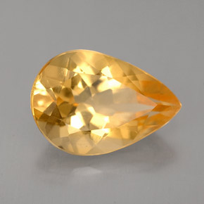 3.24 ct Yellow Citrine Stone, Natural Citrine in Pear Facet Shape for Sale