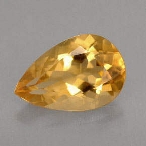 2.52 ct Yellow Citrine Gemstone, Citrine Gem in Pear Facet Shape for Sale.