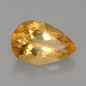 2.52 ct Yellow Citrine Stone, Natural Citrine in Pear Facet Shape for Sale