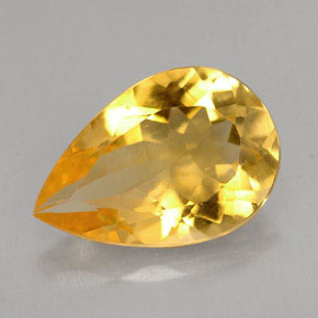 2.31 ct Yellow Citrine Gemstone, Citrine Gem in Pear Facet Shape for Sale.