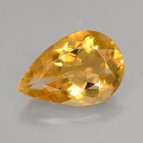 2.53 ct Yellow Citrine Gemstone, Citrine Gem in Pear Facet Shape for Sale.