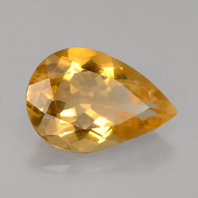 2.53 ct Yellow Citrine Stone, Natural Citrine in Pear Facet Shape for Sale