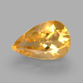 2.41 ct Yellow Citrine Gemstone, Citrine Gem in Pear Facet Shape for Sale.