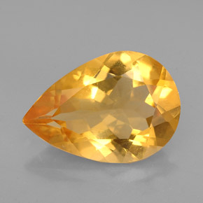 3.05 ct Yellow Citrine Gemstone, Citrine Gem in Pear Facet Shape for Sale.